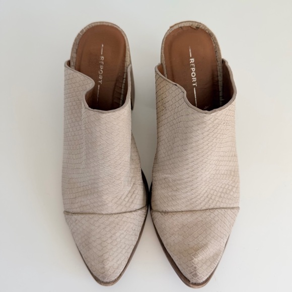 Report Women's Beige Mules Chunky Heel Point Toe Size 7 - Picture 6 of 11